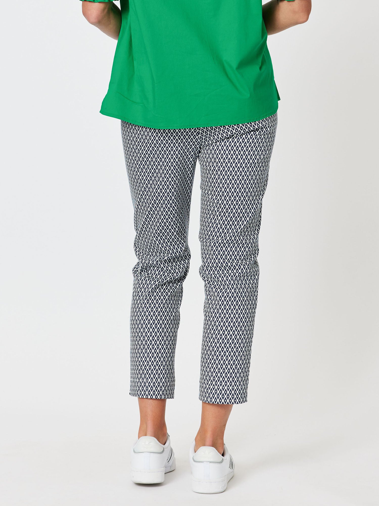 Diamond Print Stretch Pant - Navy