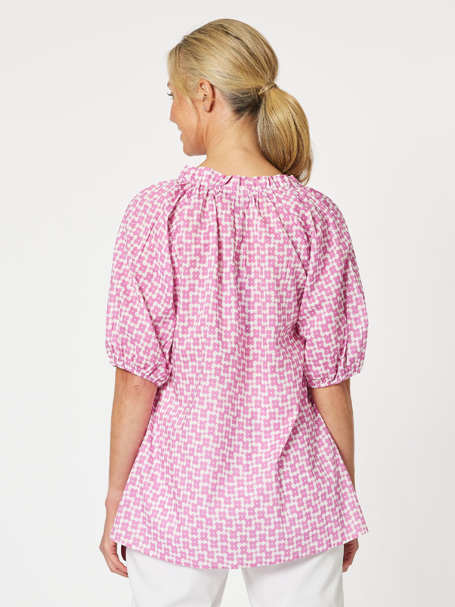 Posie Print Cotton Top - Pink