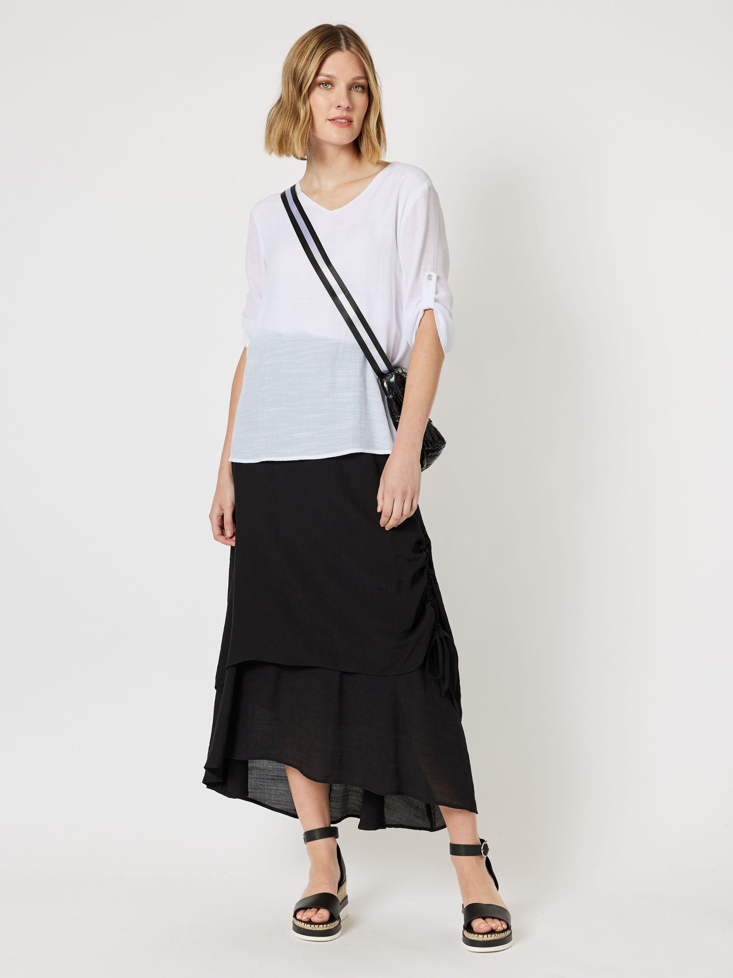 Atlantis V-Neck Layered Top - White