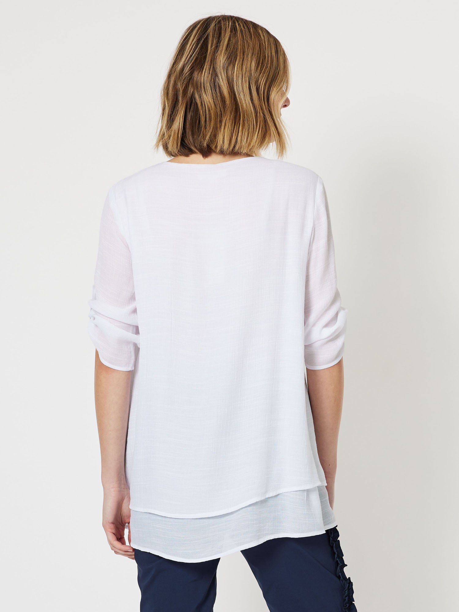 Atlantis V-Neck Layered Top - White