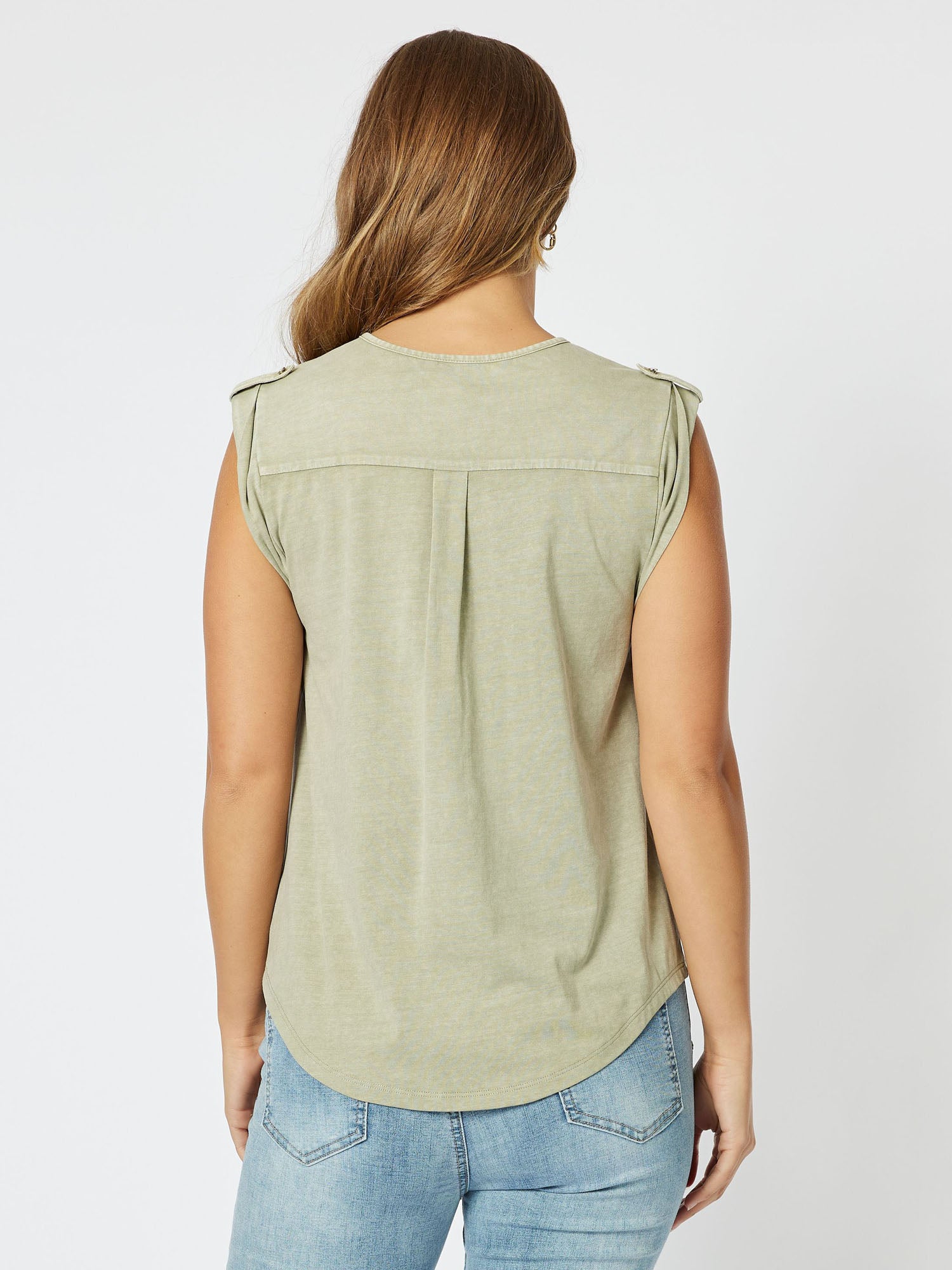 Alison Sleeveless Top - Khaki