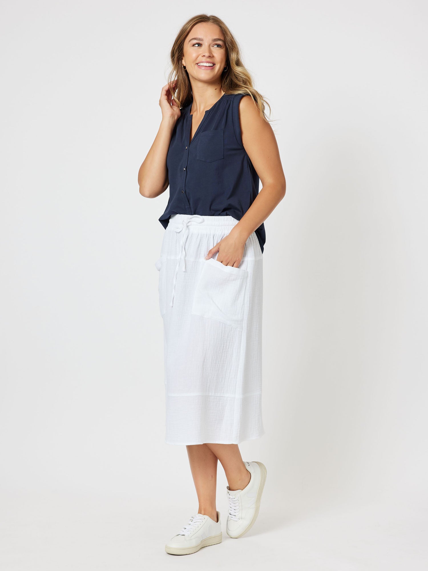 Alison Sleeveless Top - Navy