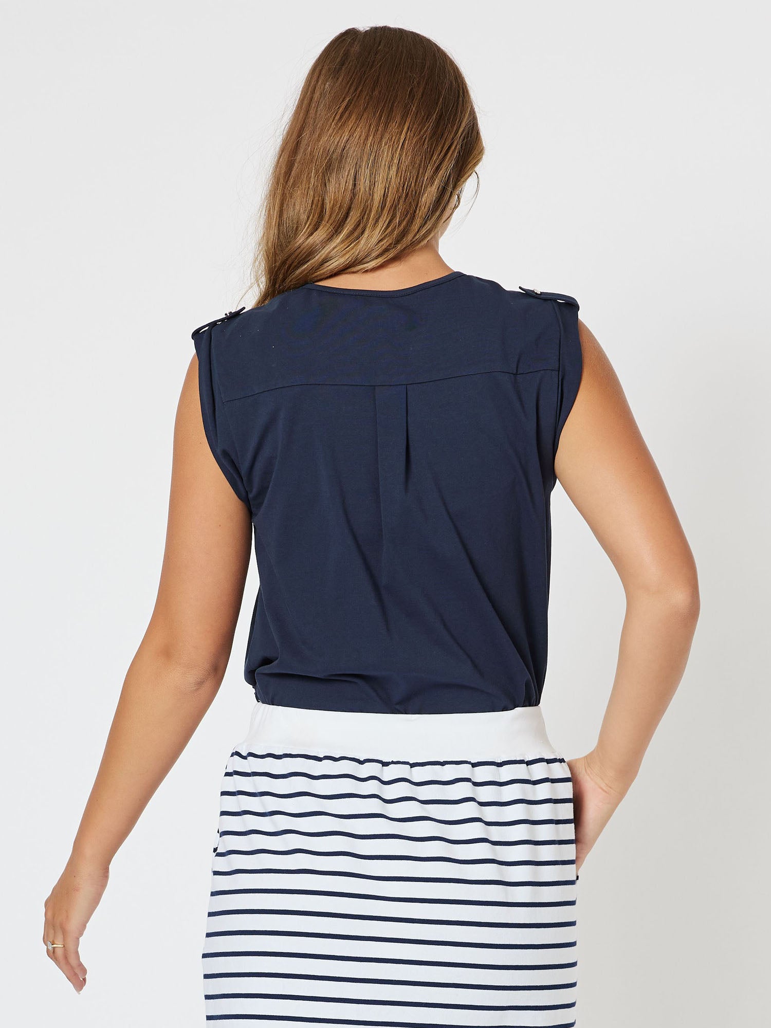 Alison Sleeveless Top - Navy