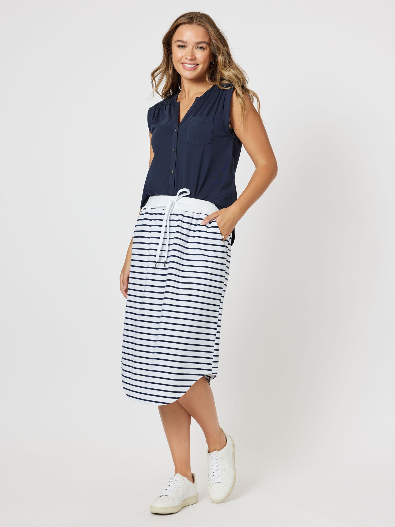 Alison Sleeveless Top - Navy