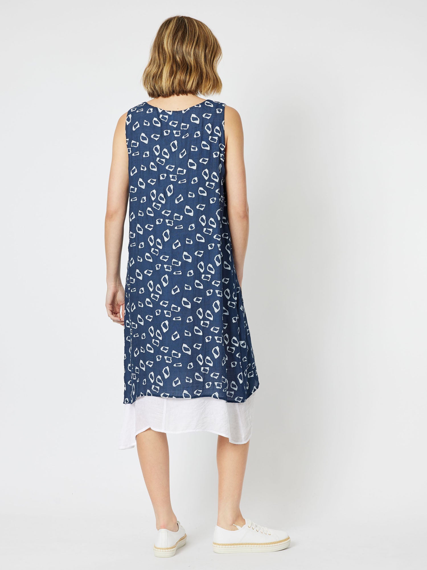 Quartz Print Midi Dress - Navy