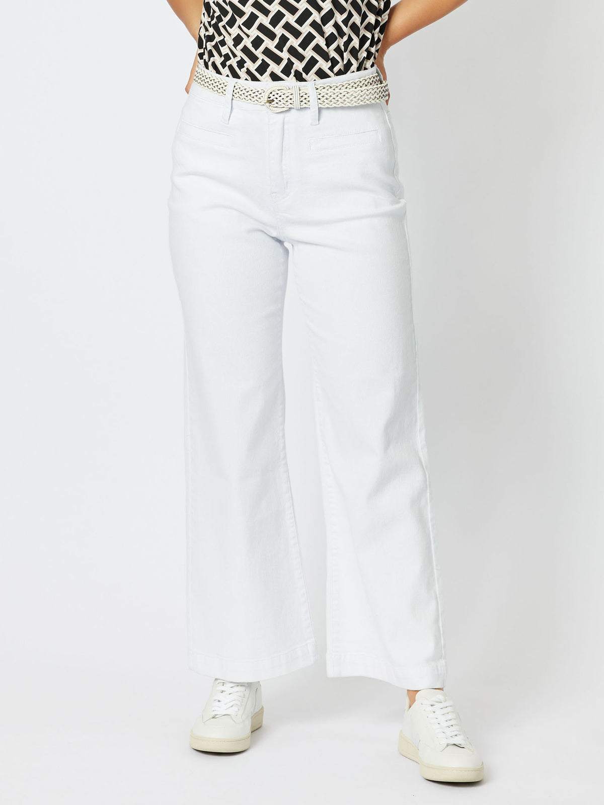 Georgia Stretch Cotton Wide Leg Jean - White – RC & Co