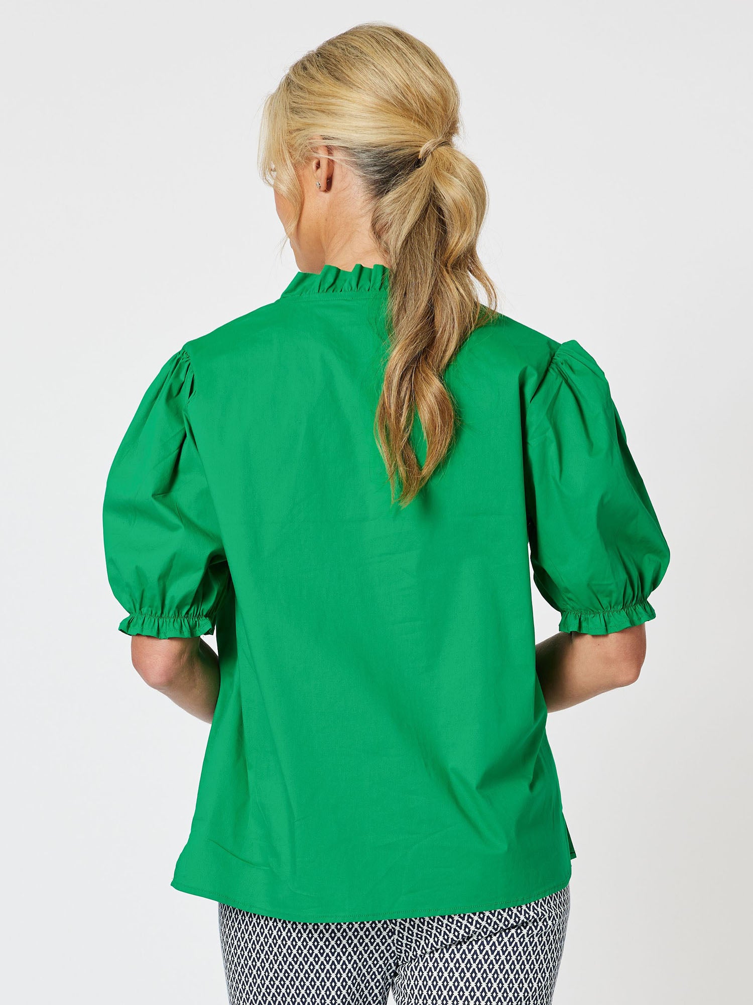 Balmoral Stretch Cotton Short Sleeve Top - Emerald