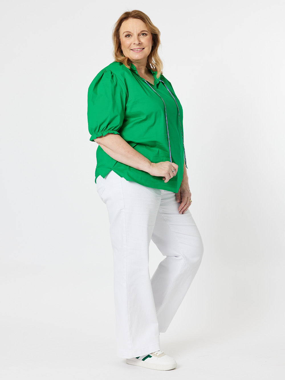 Balmoral Stretch Cotton Short Sleeve Top - Emerald