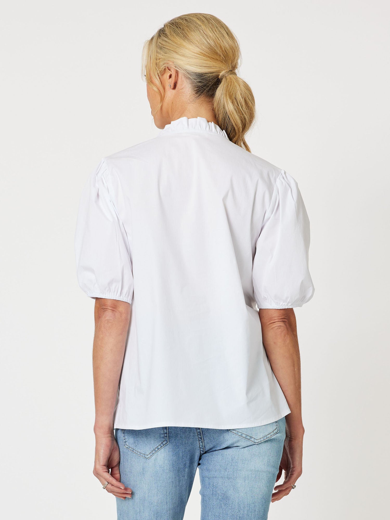 Balmoral Stretch Cotton Short Sleeve Top - White