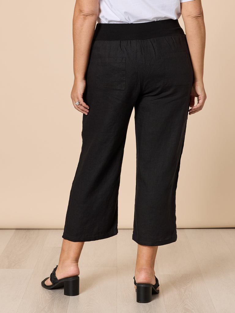 Lara Linen Wide Leg Pant - Black RC&CO