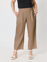 Lara Wide Leg Linen Pant - Mocha