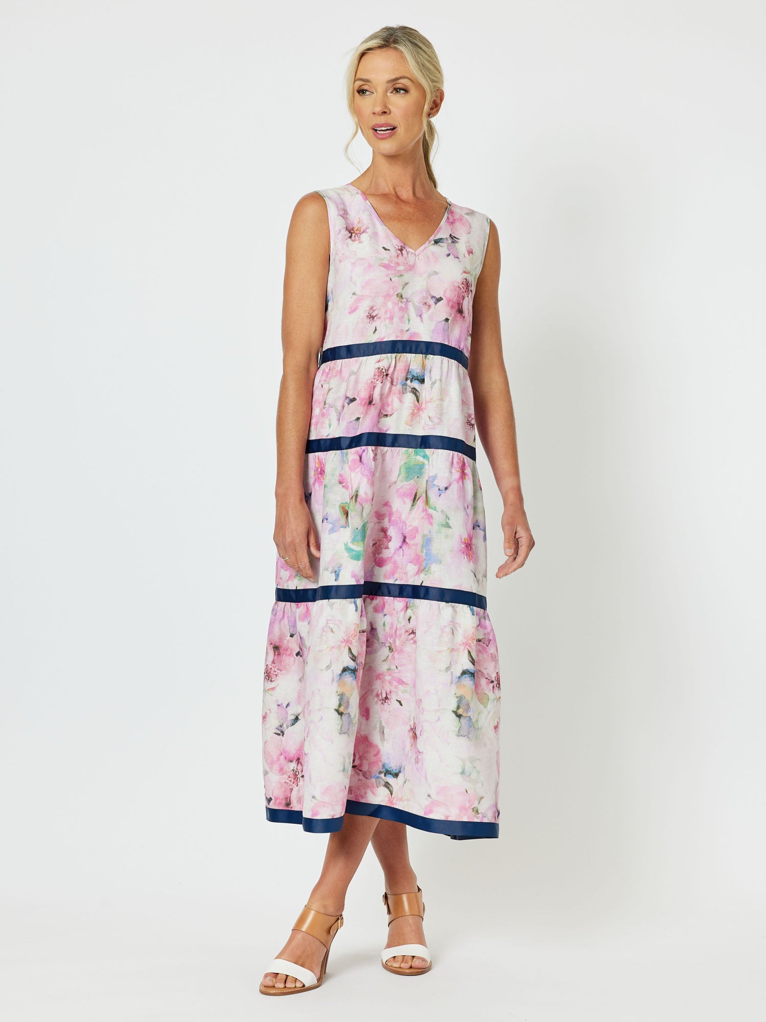 Rosebay Linen Tiered Dress - Multi