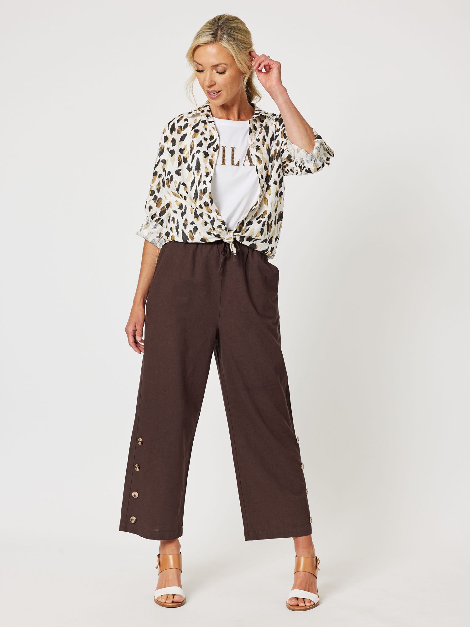 Urban Print Linen Long Sleeve Shirt - Animal
