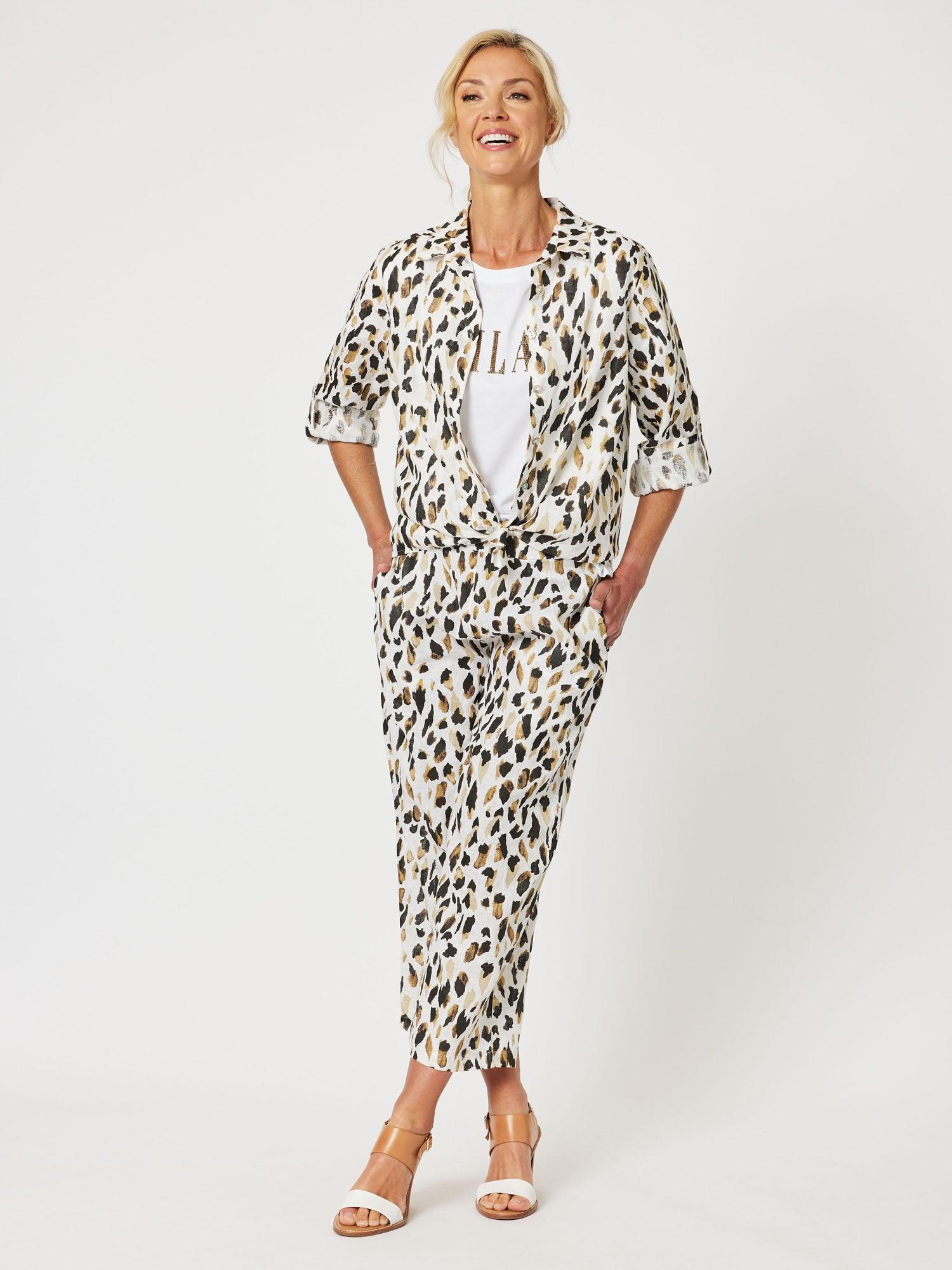 Urban Print Linen Pant - Animal