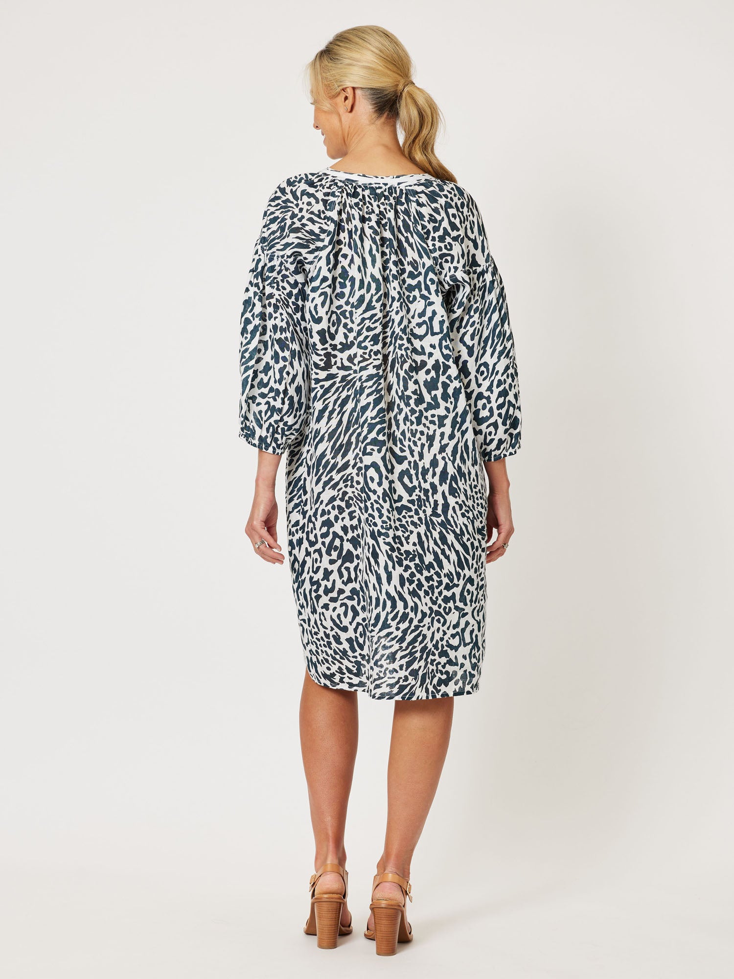 Cape Print Linen Dress - Animal