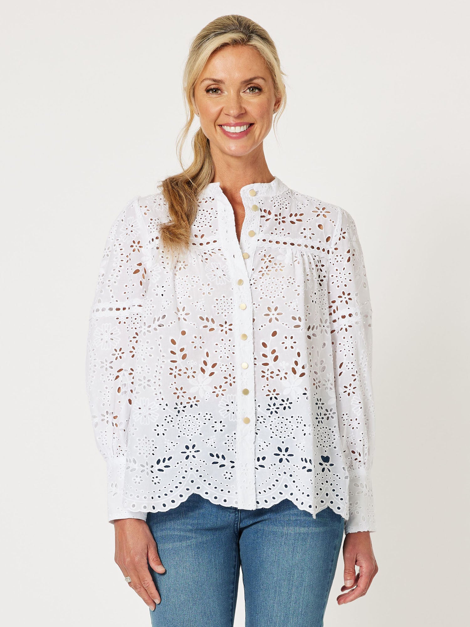 Limani Broderie Cotton Shirt - White