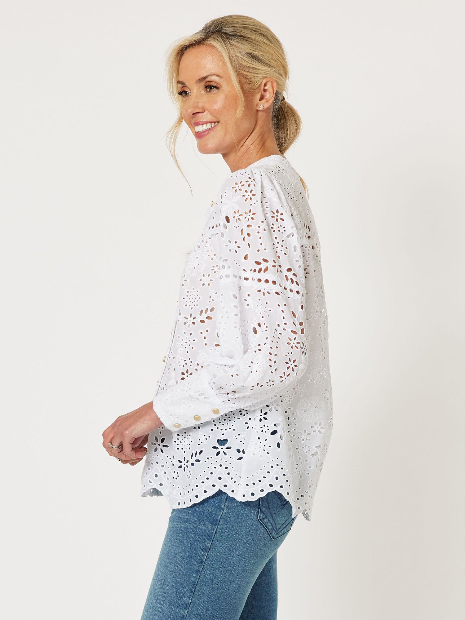 Limani Broderie Cotton Shirt - White