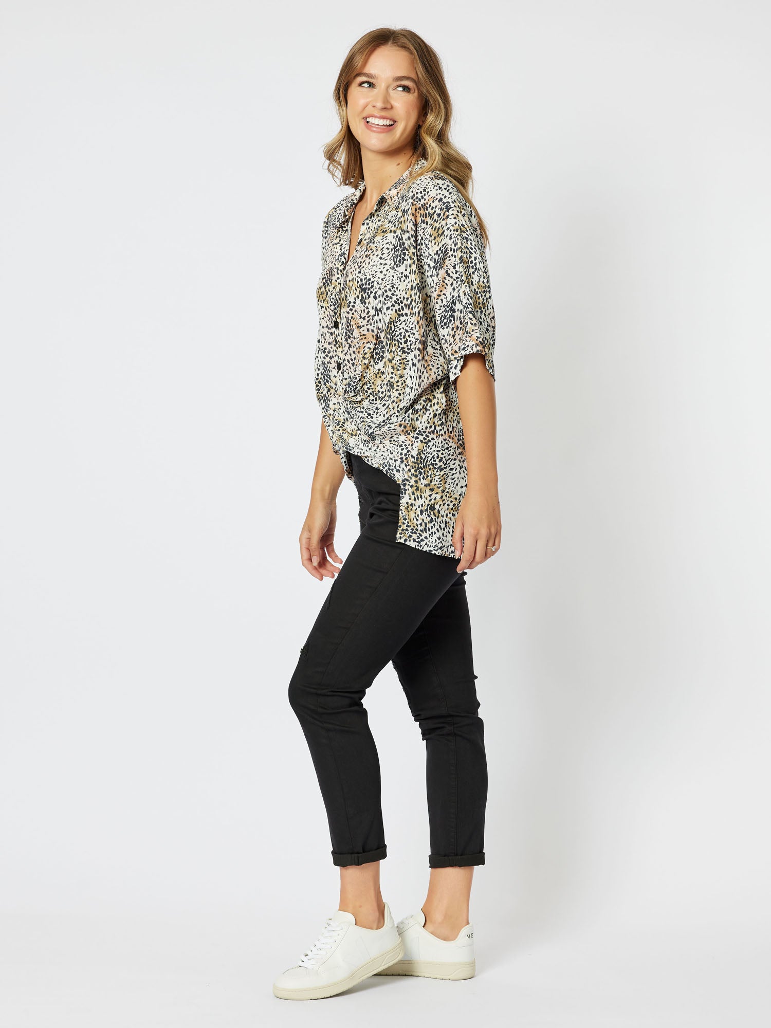 Kendall Twist Front Shirt - Animal