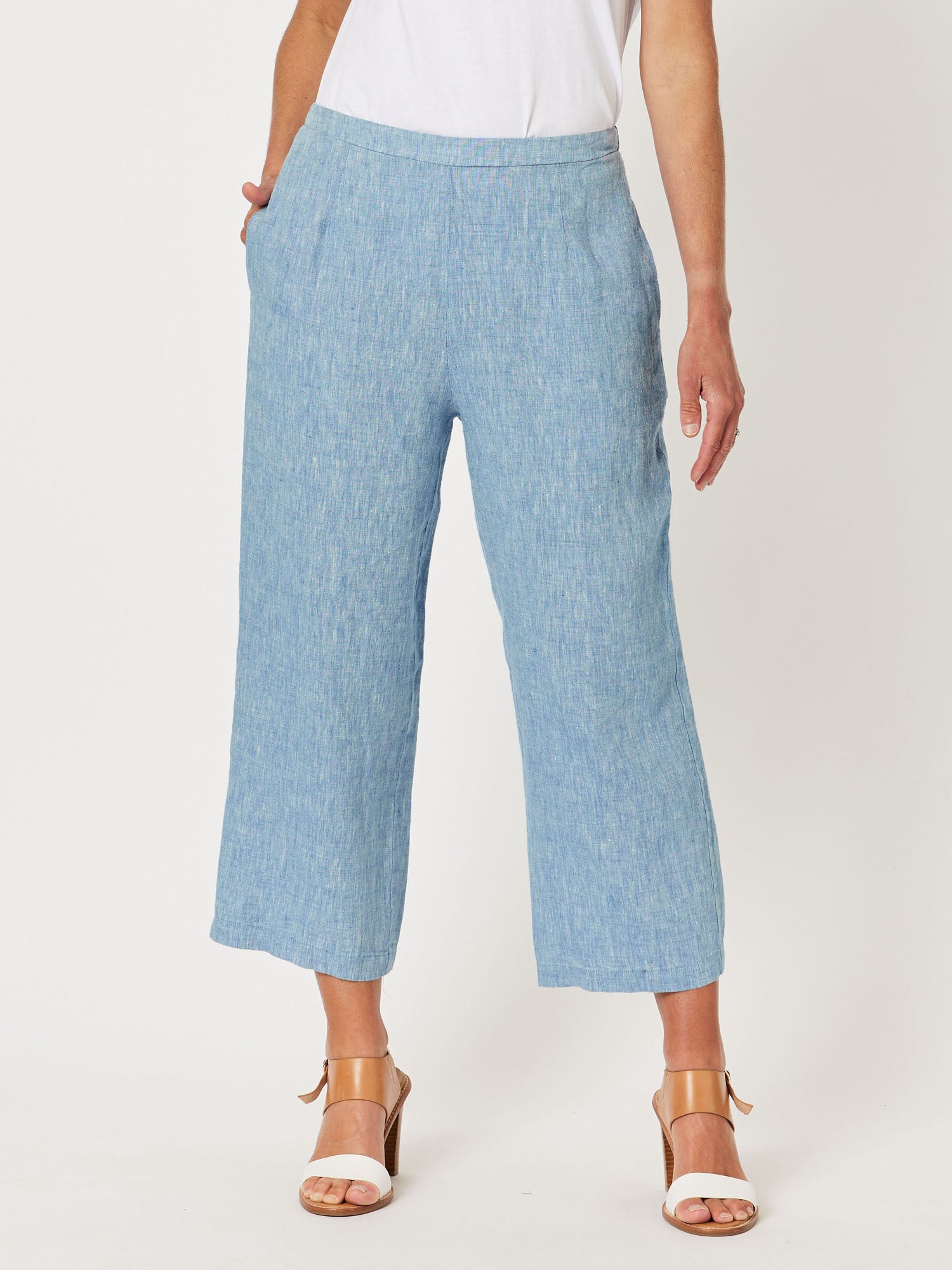 Sanctuary Linen Crop Pant - Indigo