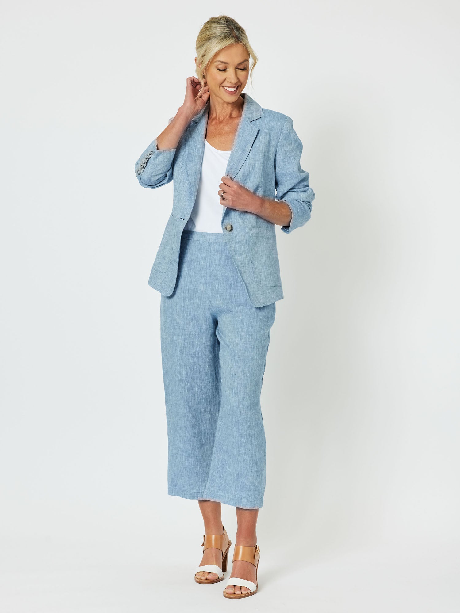 Sanctuary Linen Crop Pant - Indigo