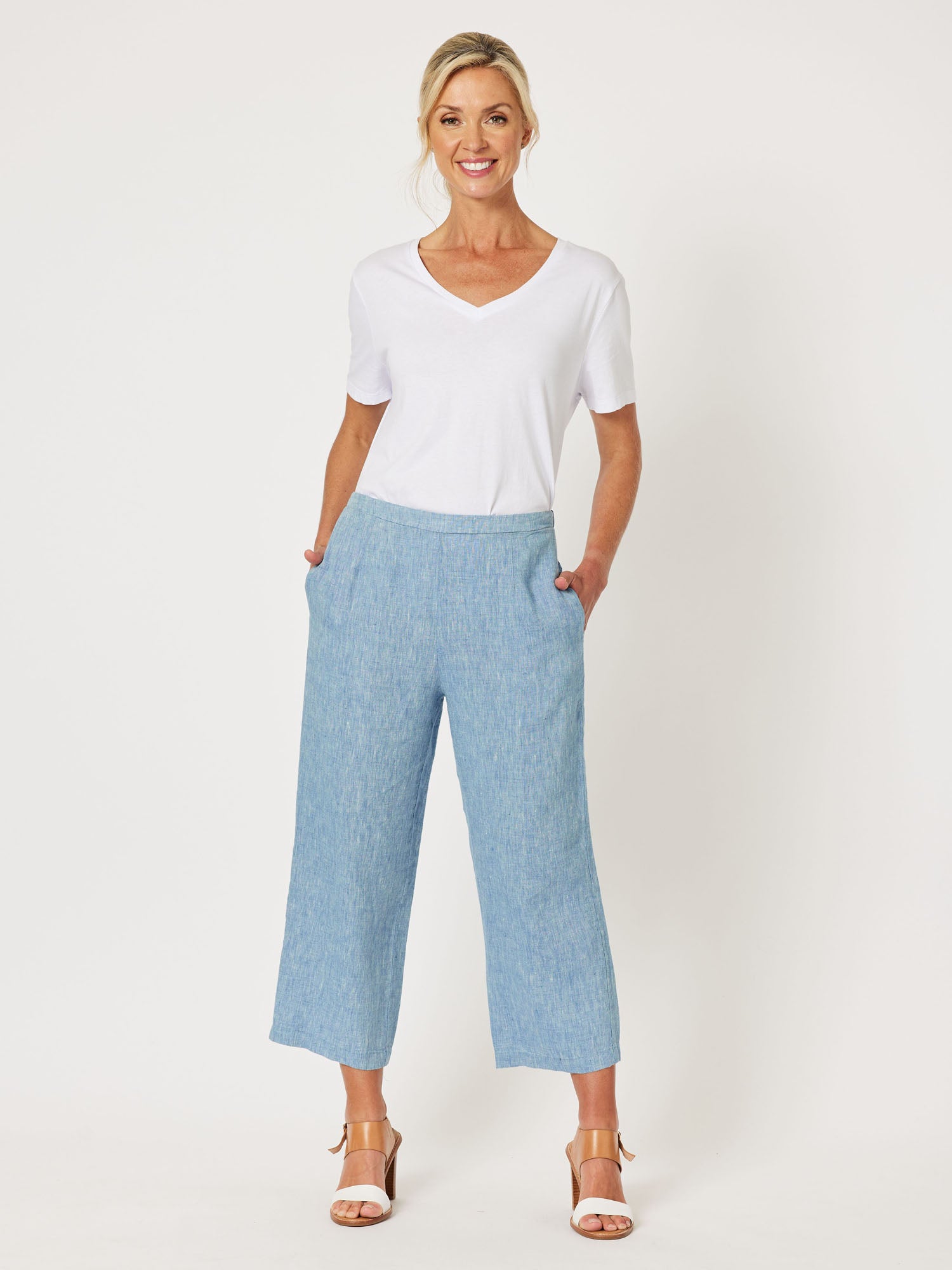 Sanctuary Linen Crop Pant - Indigo