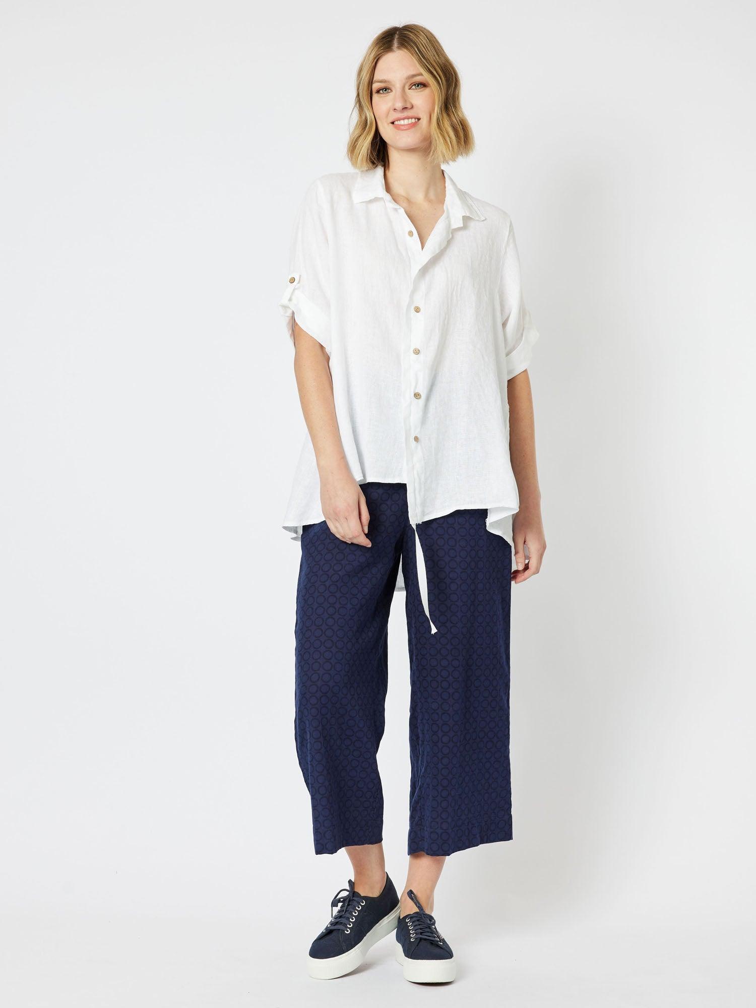 Circulate Jacquard Pull On Wide Leg Pant - Navy