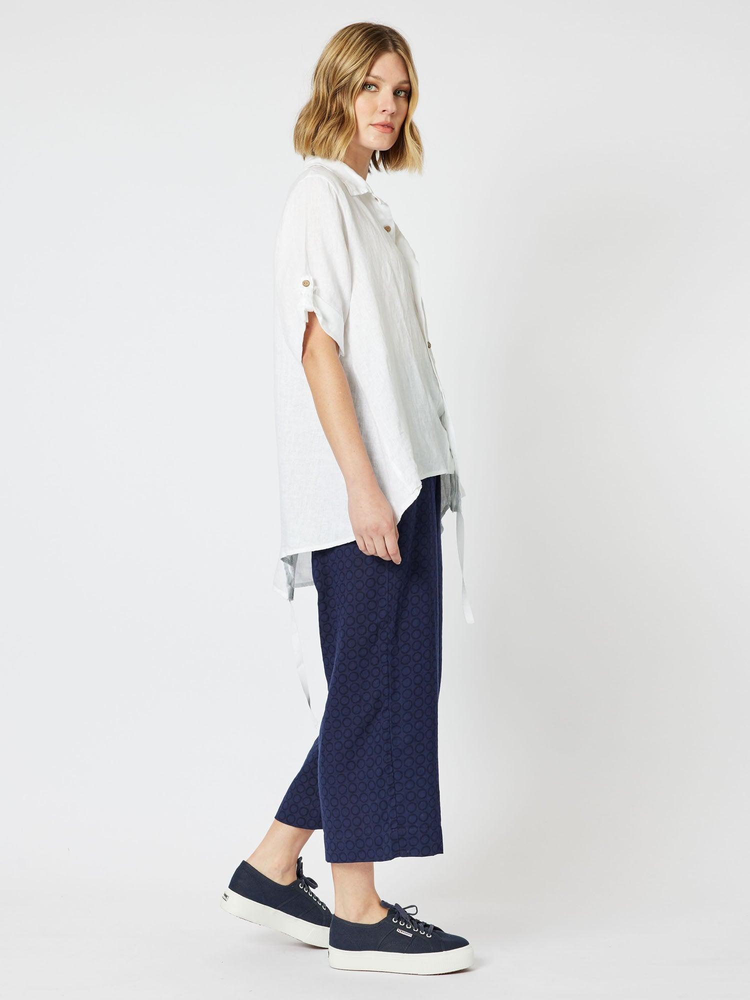 Circulate Jacquard Pull On Wide Leg Pant - Navy