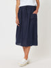 Sports Linen Pull On Skirt - Navy