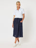 Sports Linen Pull On Skirt - Navy