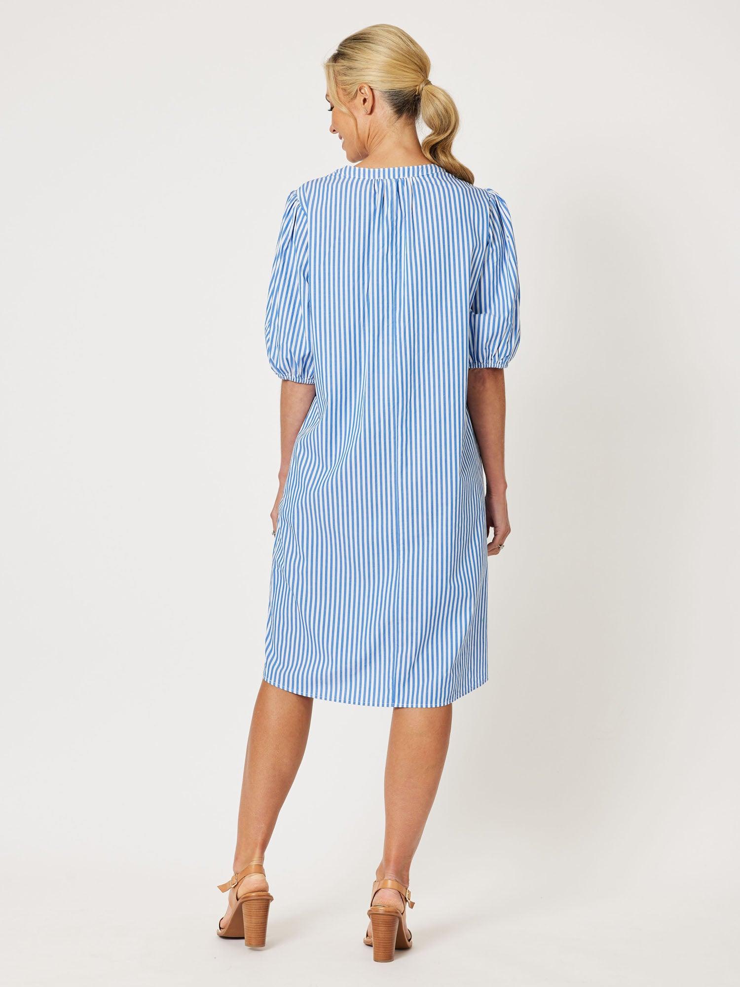 Dixi Cotton Stripe Dress - Blue