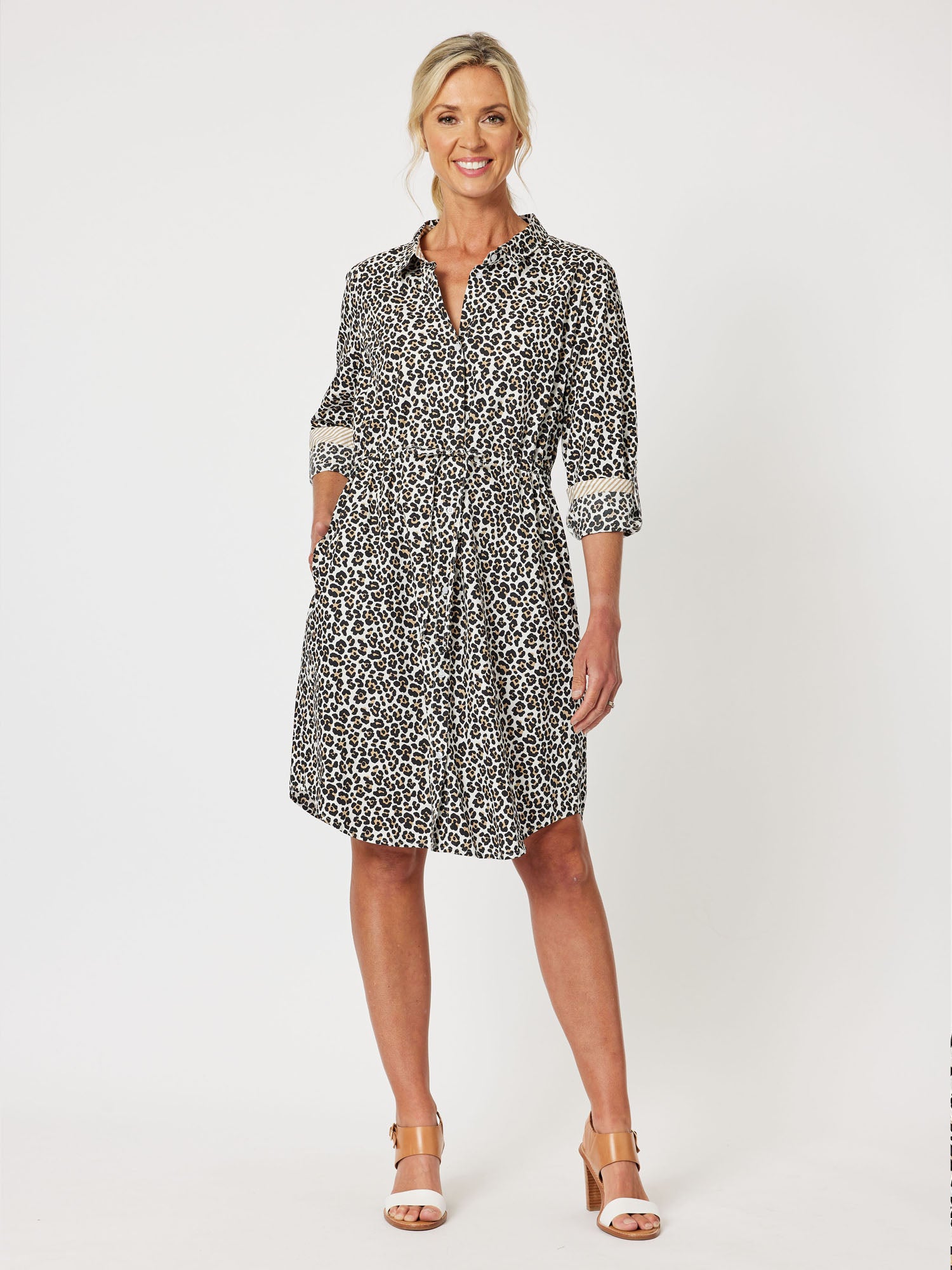 Panther Print Cotton Shirt Dress - Animal