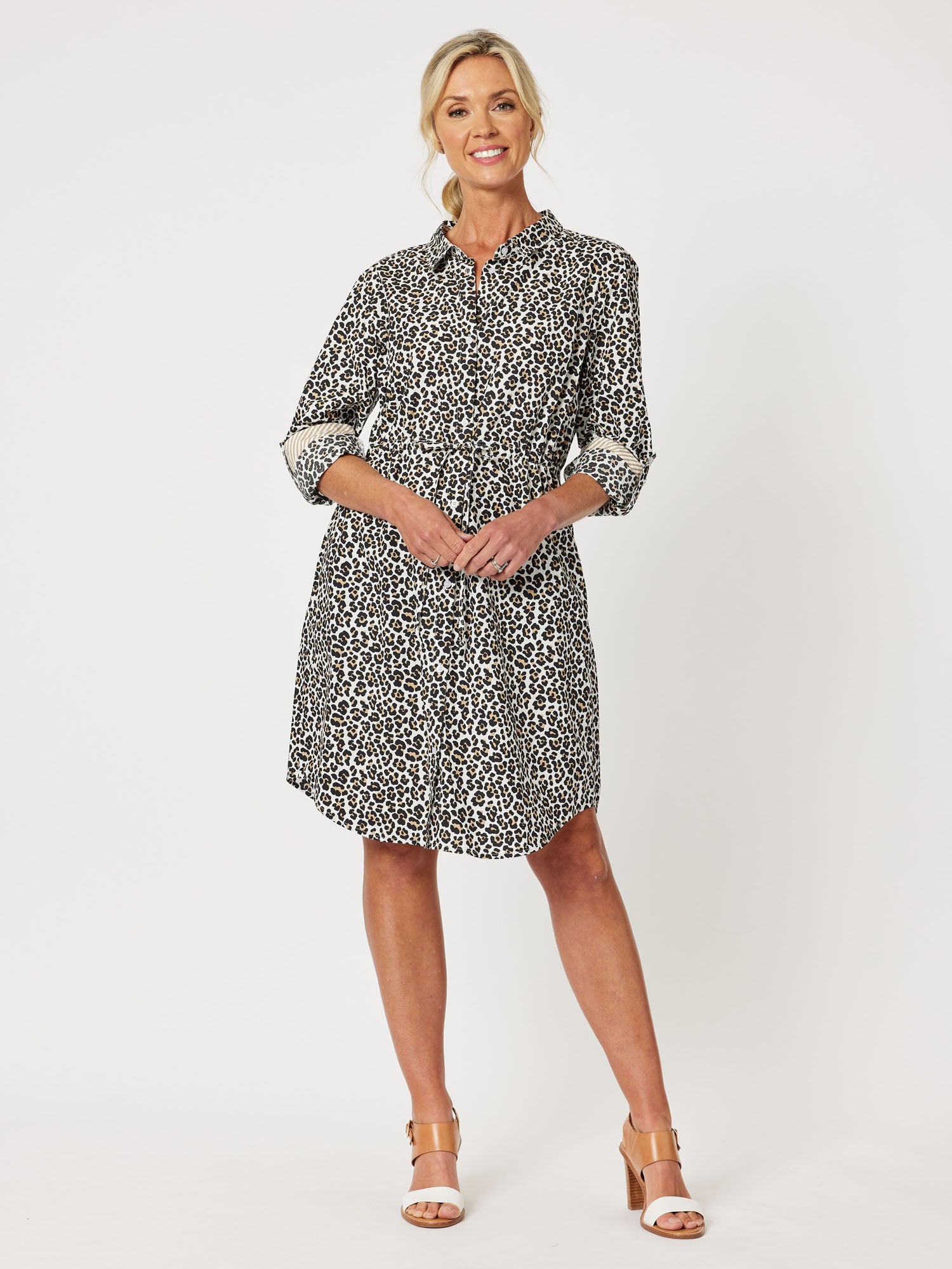 Panther Print Cotton Shirt Dress - Animal
