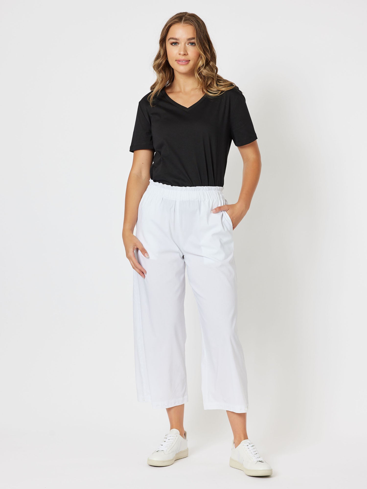 Parachute Convertible Pull On Wide Leg Pant - White