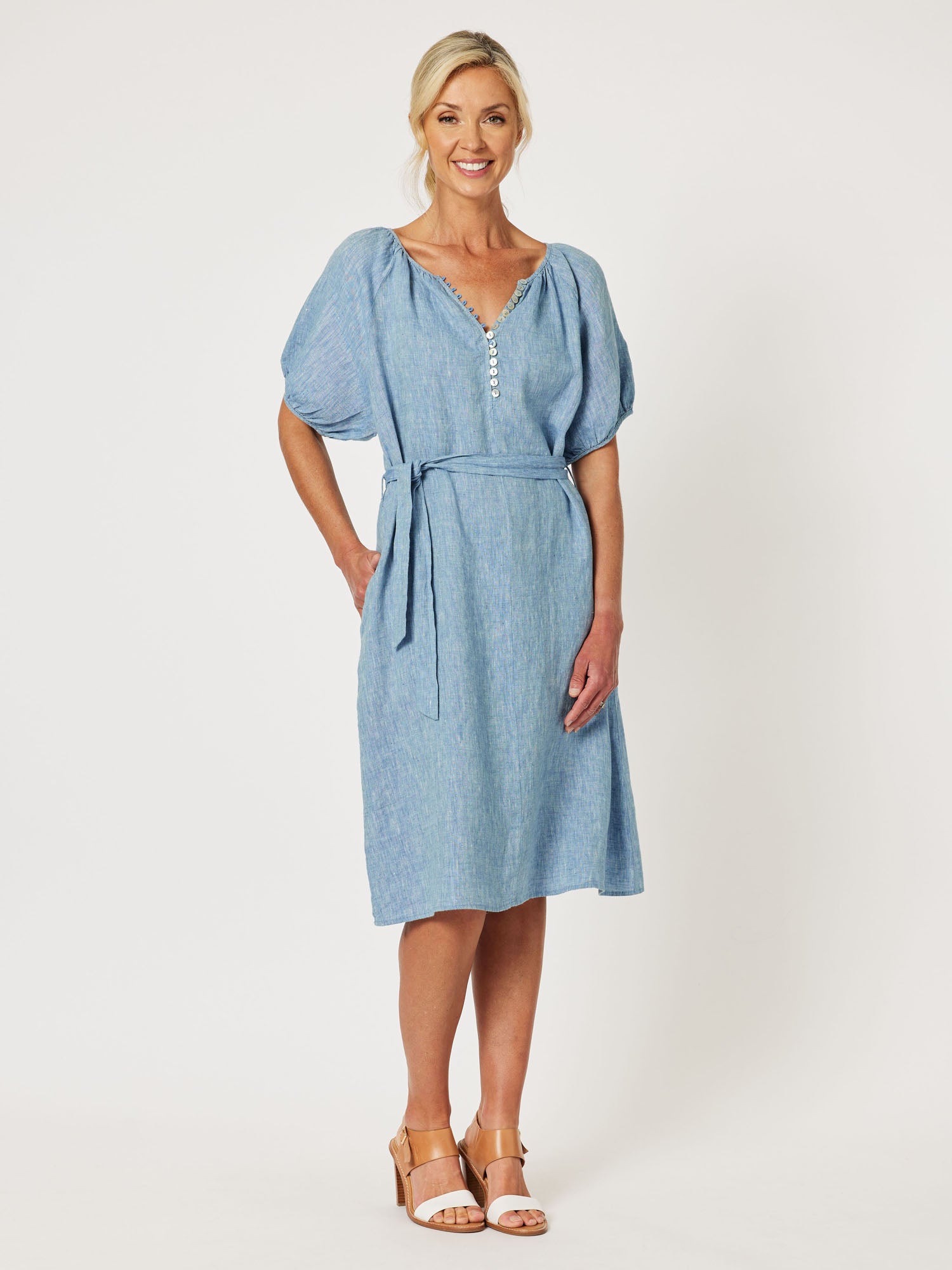 Sanctuary Linen Dress - Indigo