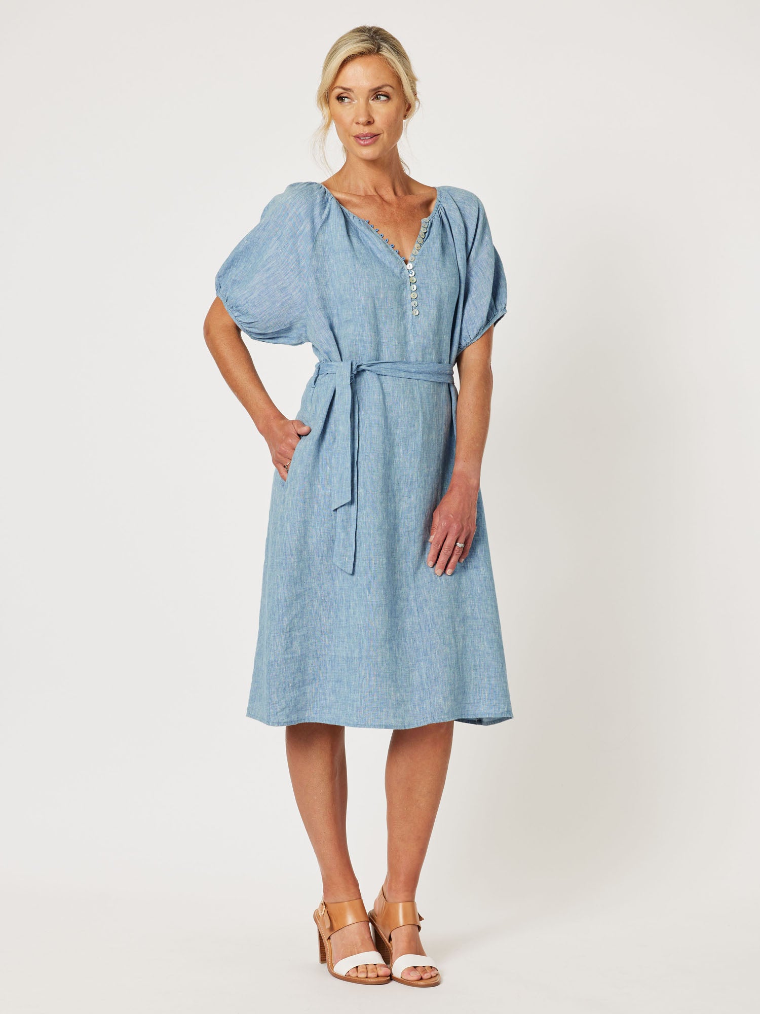 Sanctuary Linen Dress - Indigo
