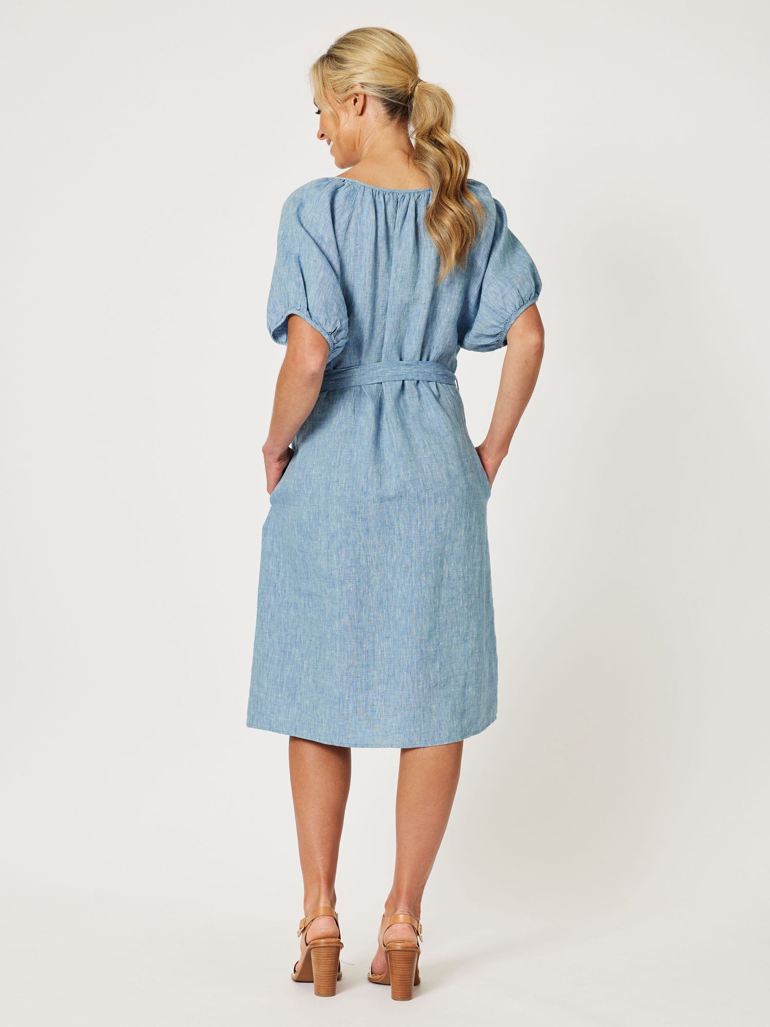 Sanctuary Linen Dress - Indigo