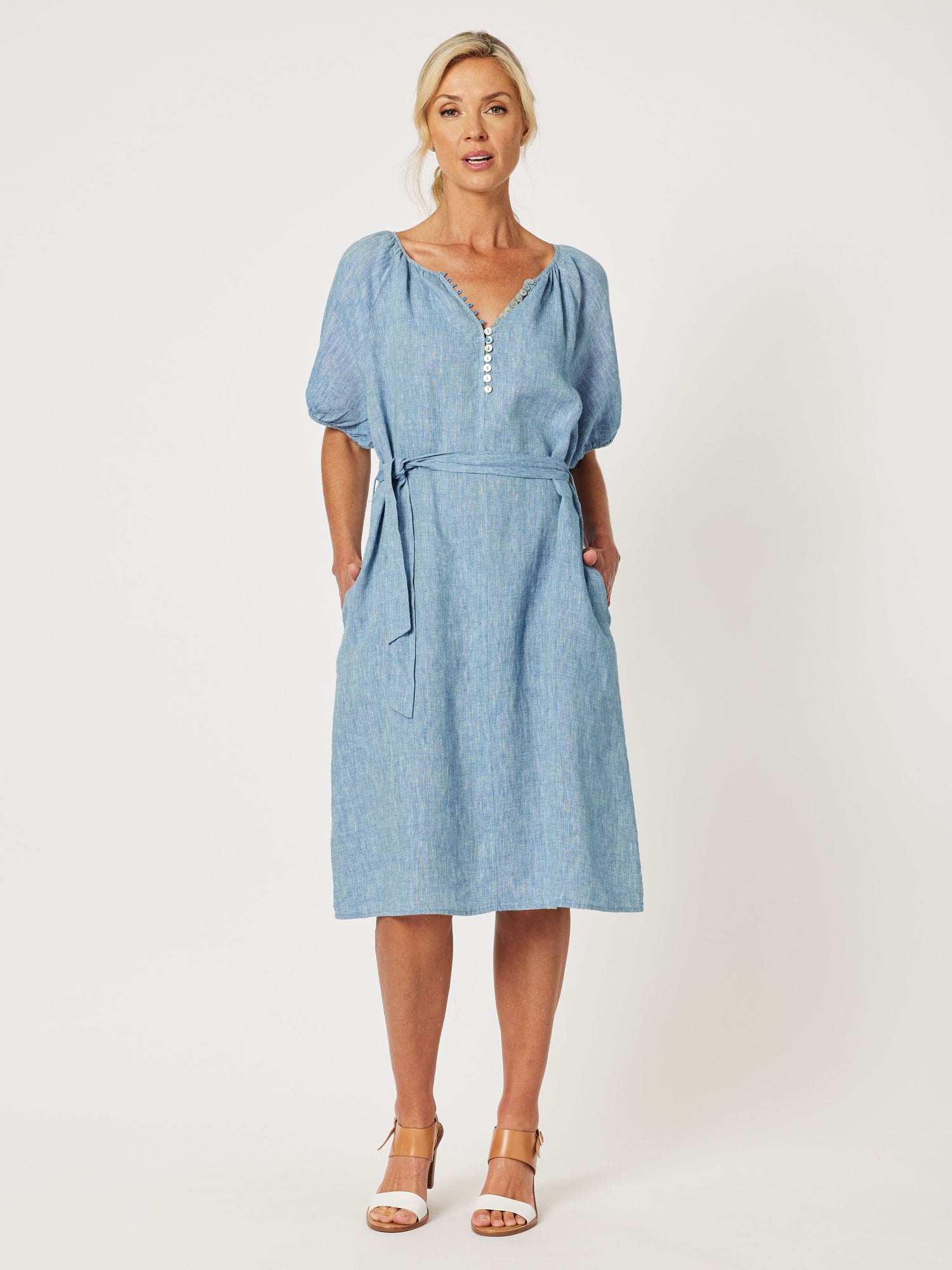 Sanctuary Linen Dress - Indigo