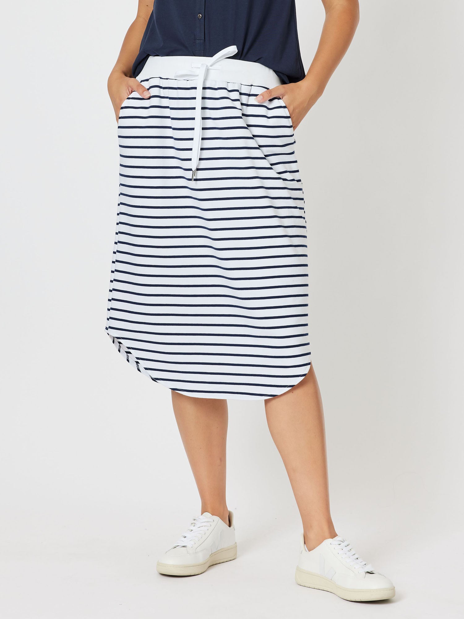 Nautical Pull On Skirt - Navy