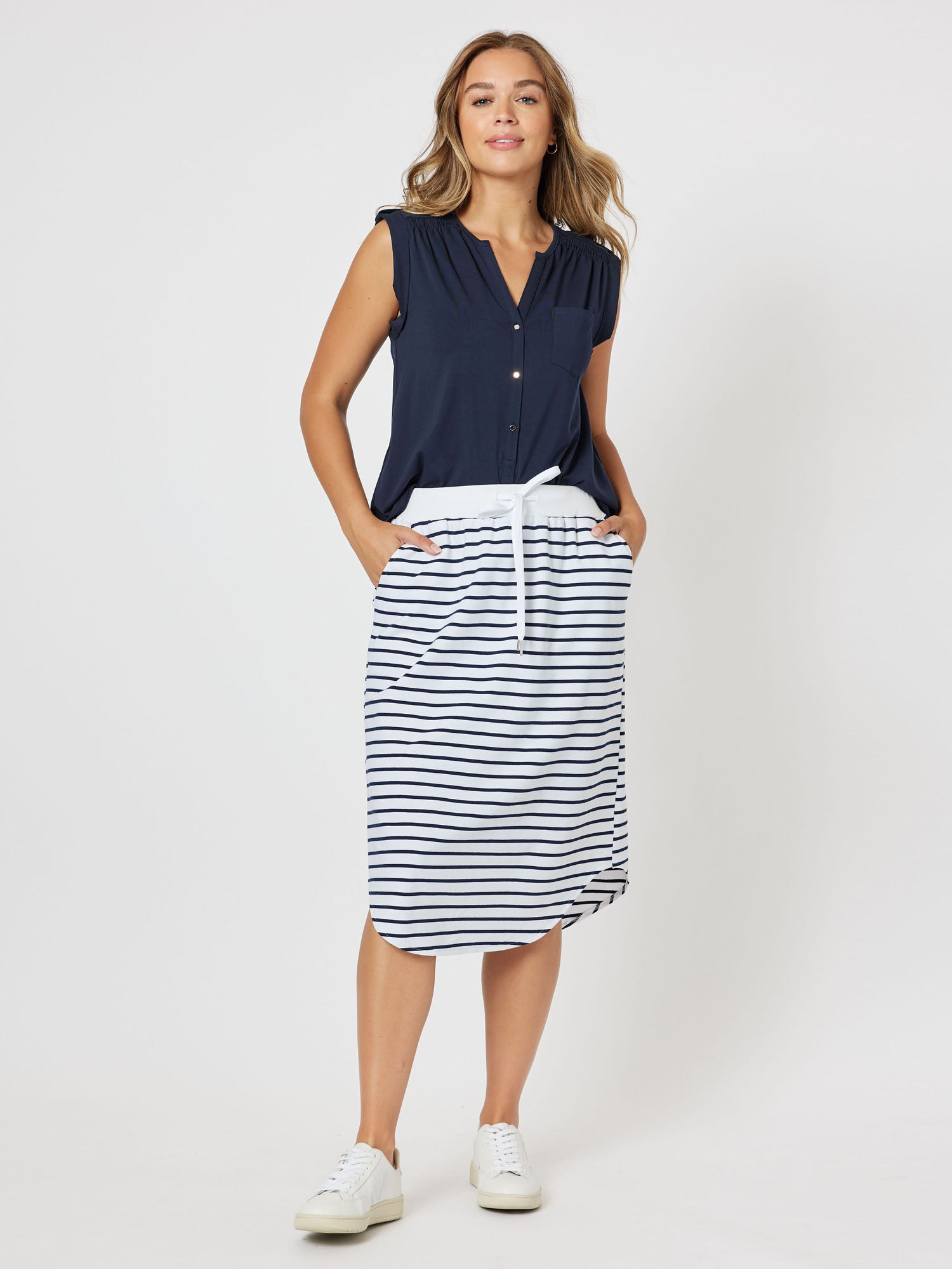 Nautical Pull On Skirt - Navy