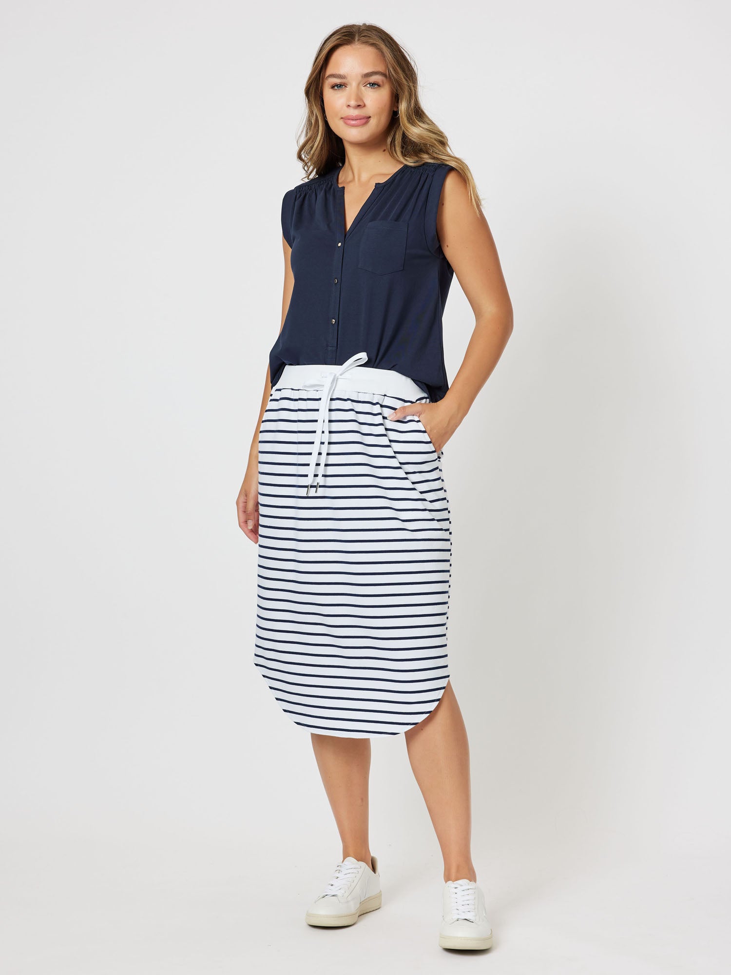 Nautical Pull On Skirt - Navy