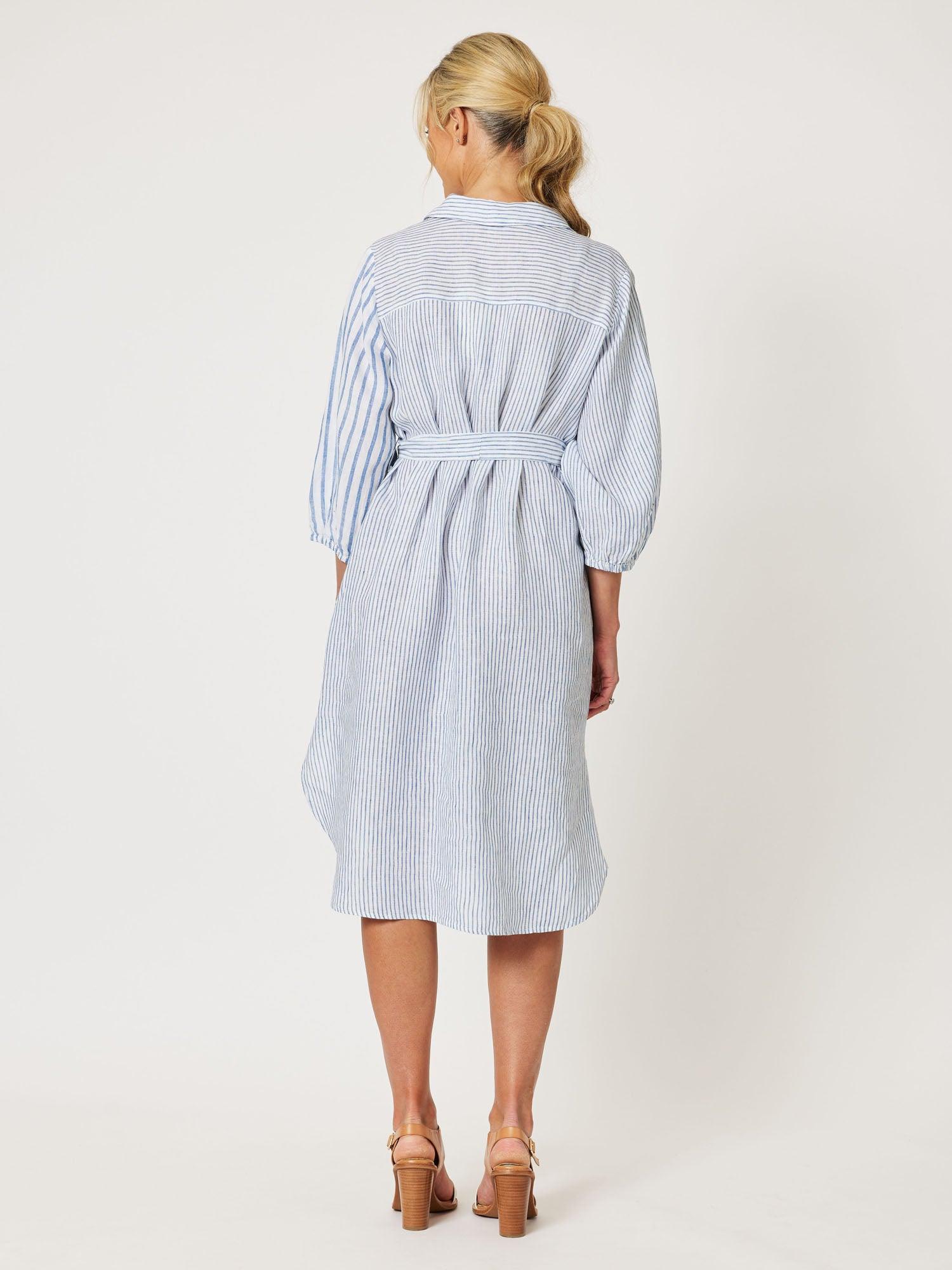 Mist Stripe Shirt Dress - Indigo
