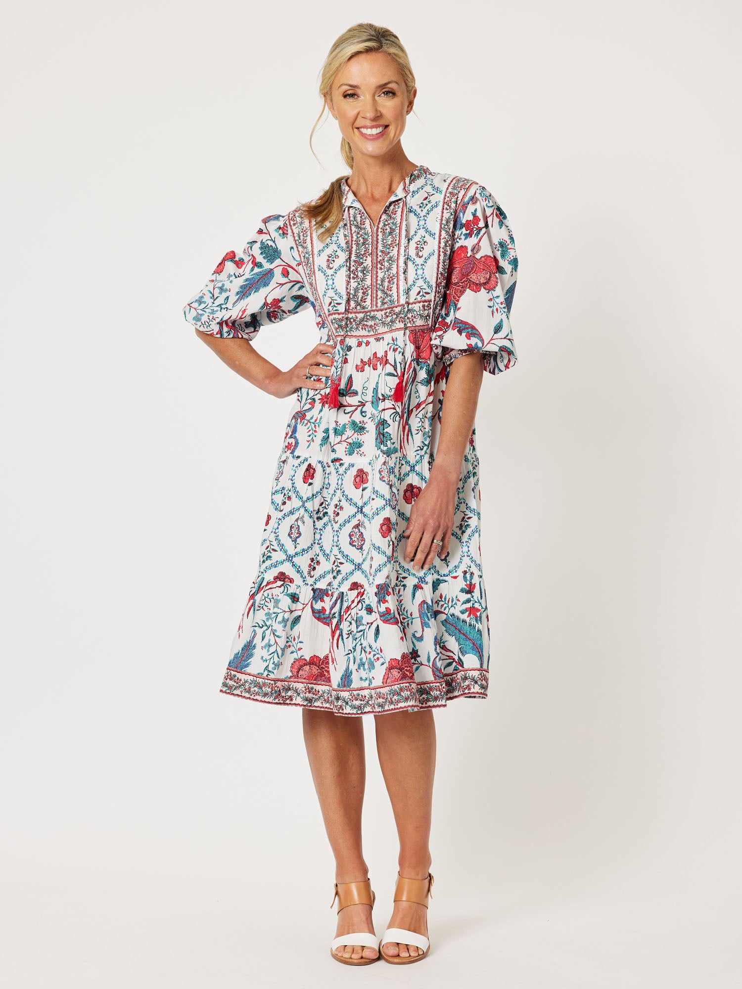Festival Print Cotton Dress - Multi