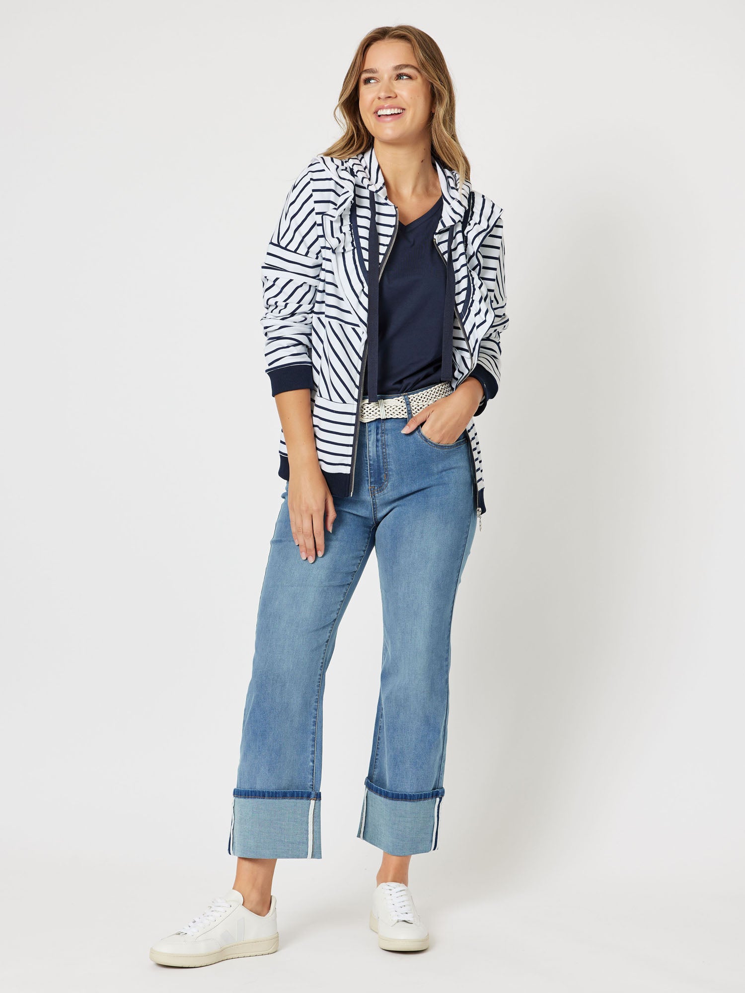 Nautical Zip Up Sweat - Navy