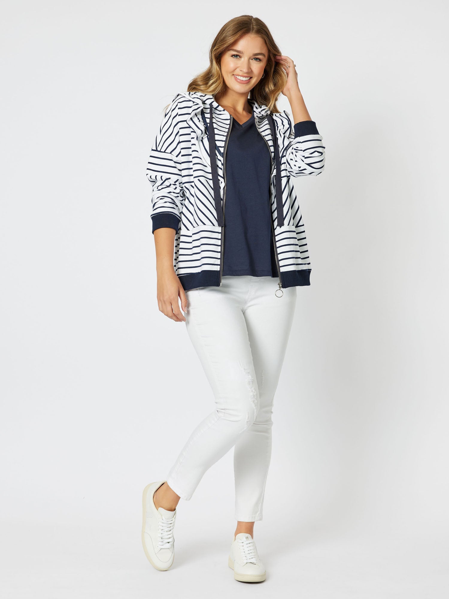 Nautical Zip Up Sweat - Navy