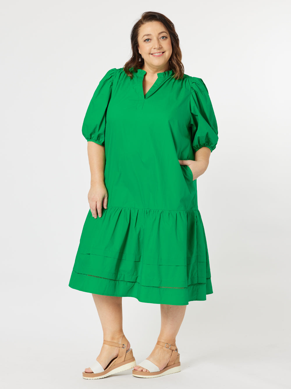 Kourtney Cotton Poplin Dress - Apple