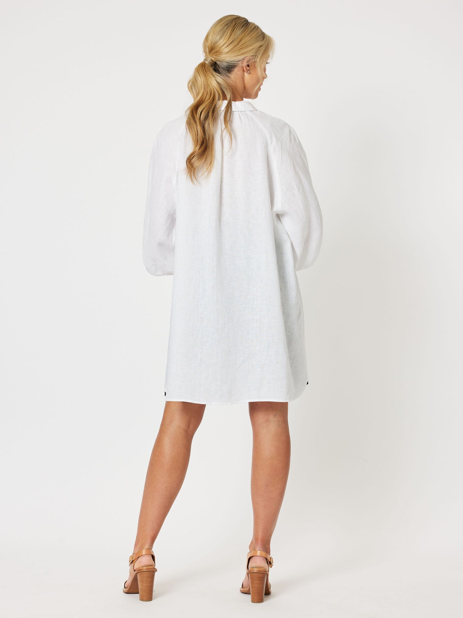 Hollie Linen Longline Shirt - White