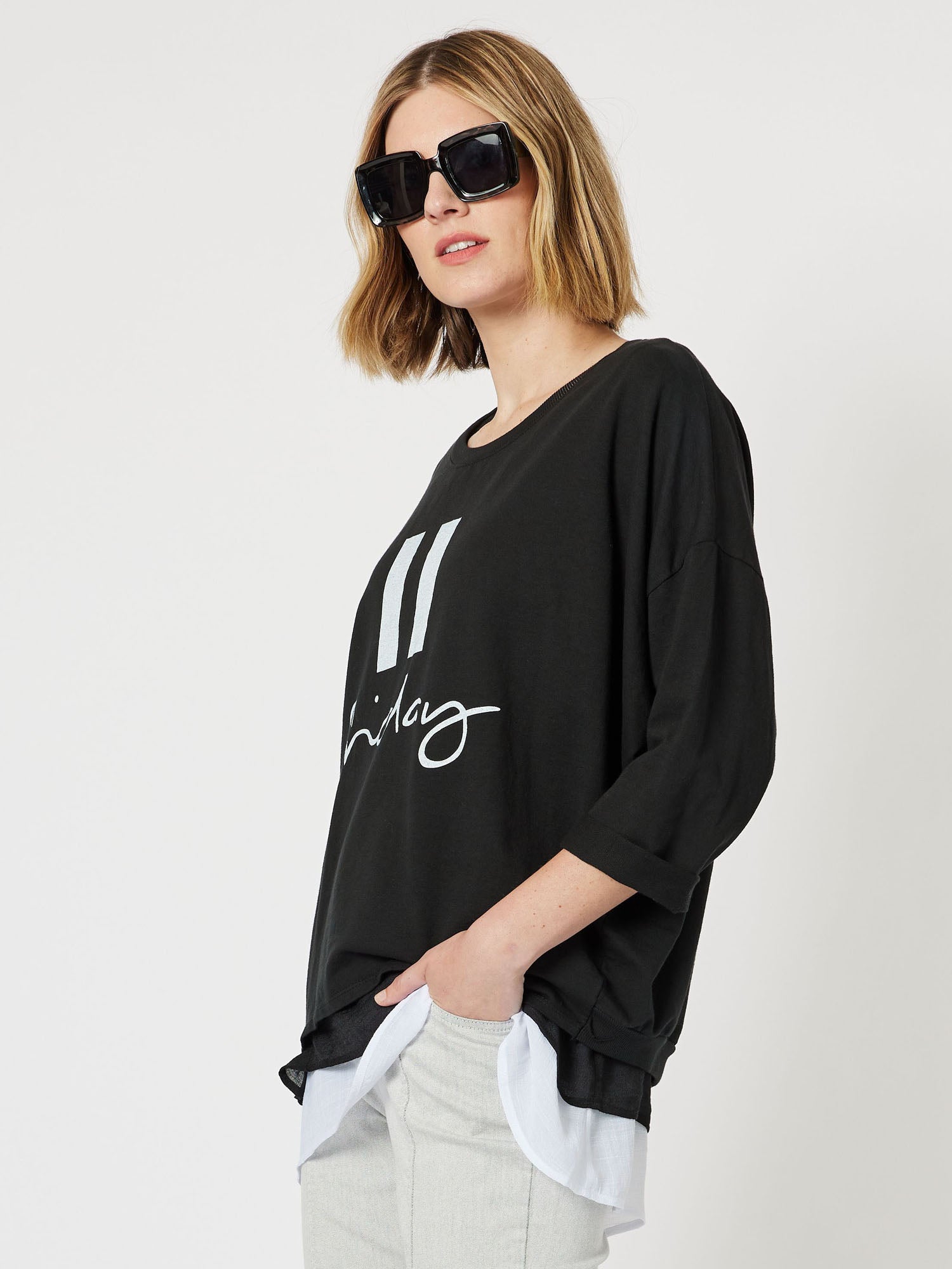 Pause Friday Relaxed Sweatshirt- Black