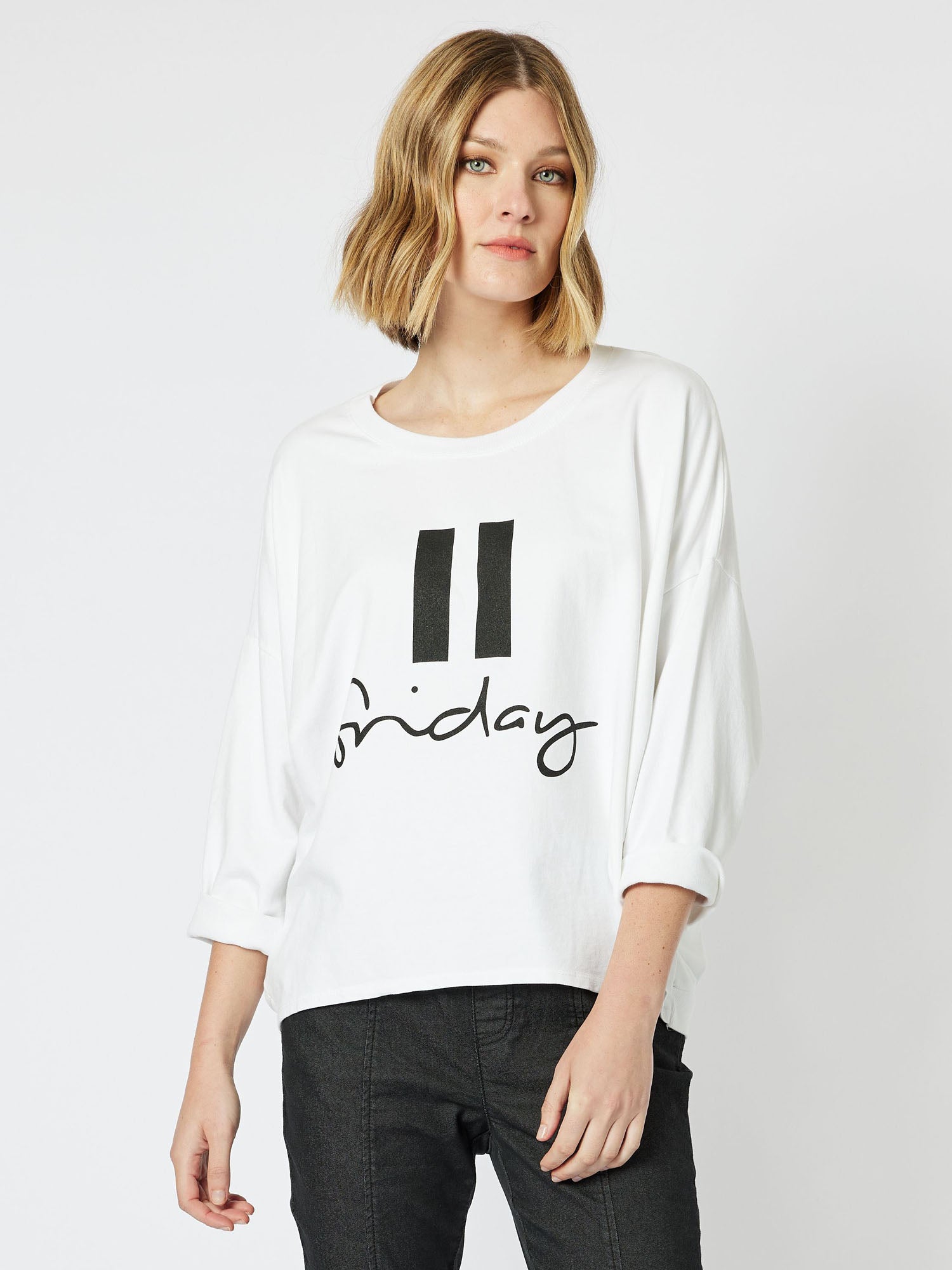 Pause Friday Relaxed Sweatshirt - White