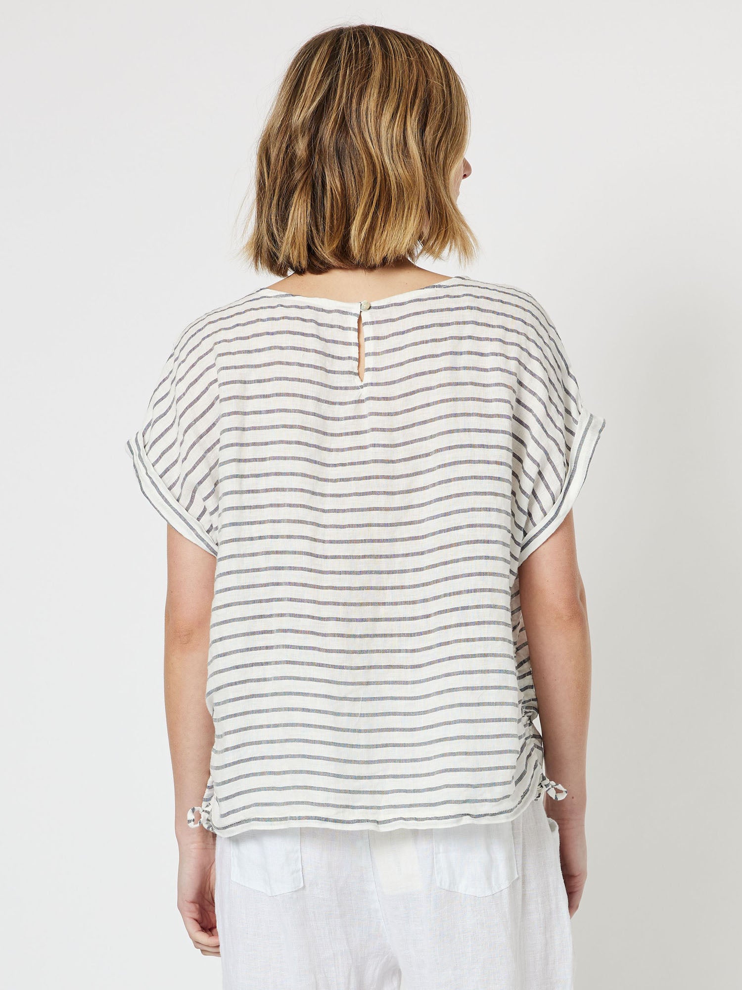Isabella Stripe Relaxed Fit Tie Detail Top - Stripe