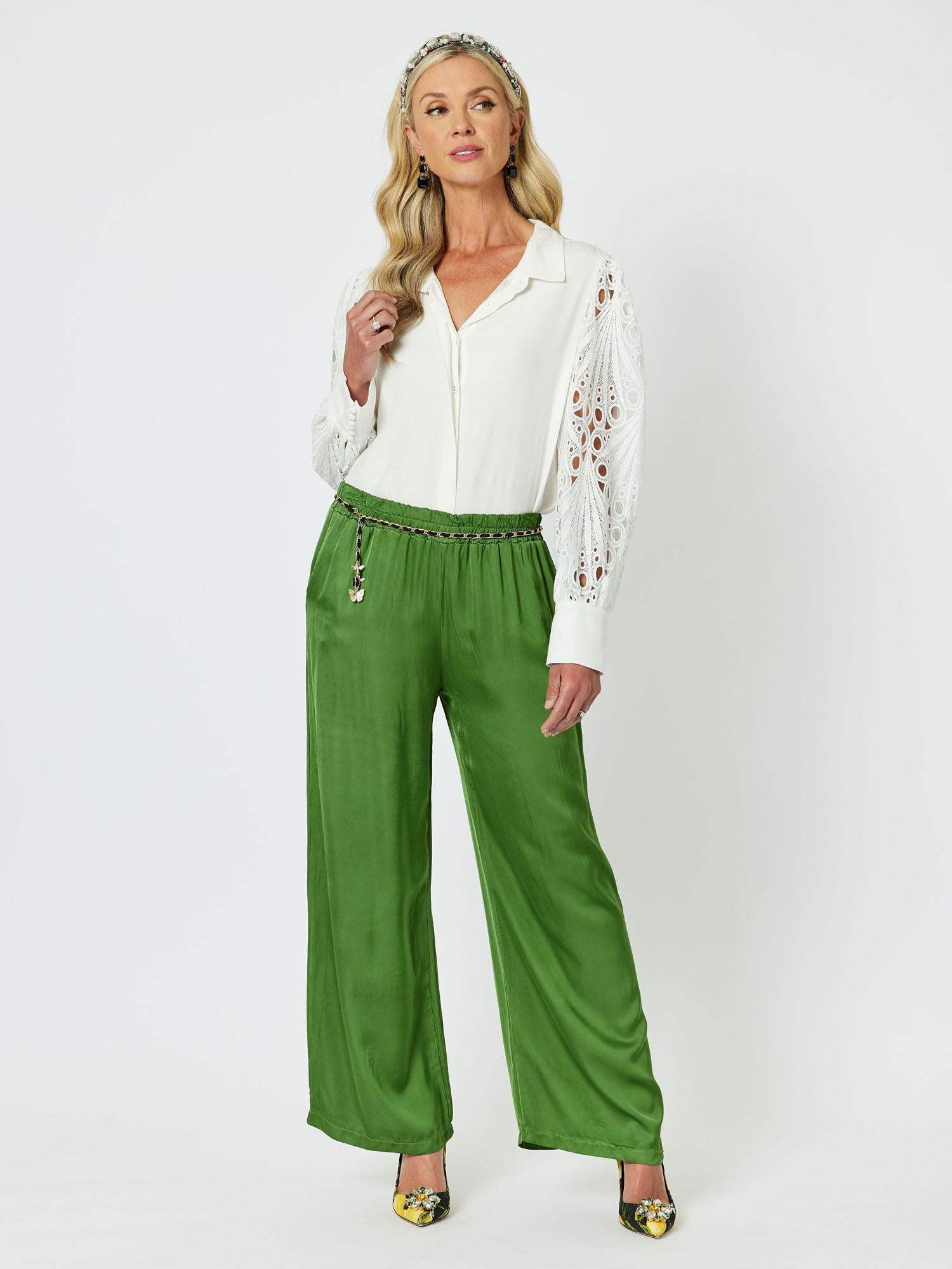 Louvre Wide Leg Pant - Ivy